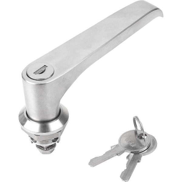 Quarter-Turn Lock, Single-Key System, H=18, Stainless Steel 1.4401